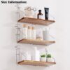 Floating Shelves for Wall 14"x6" 3-Tier, No-Drill Natural Pine Wood Shelf for Projector, Router, Modem, Cable Box, Xbox, PS5, PS4, Switch, Game Controller, for Living Room, Bedroom, Office - Image 2